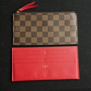 Louis Vuitton Brown Checkered Pouch and Red Card Holder
